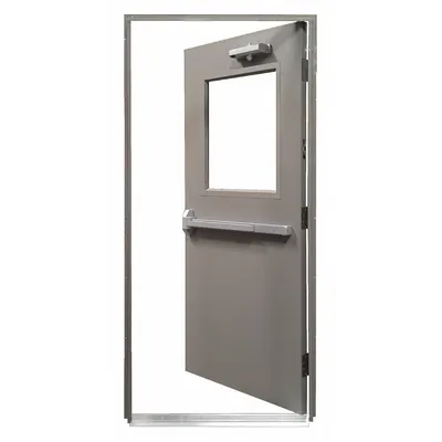 SECURALL Security Door with Frame: Rectangle Window, 45 min Fire Rating, 80 in Door Opening Ht - Security Doors with Frames