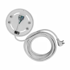 White mounting bracket accessory for ceiling fans, 16 ft long by 8 in wide. Includes cable holders to support installation and cable routing. Used to provide structural mounting support in residential or light commercial settings.