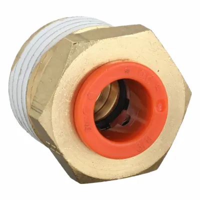 SMC KQ2H11-37AS Push-to-Connect x MNPT Adapter, 1/2" Thread, Brass - Polybutylene & Brass Tube Fittings