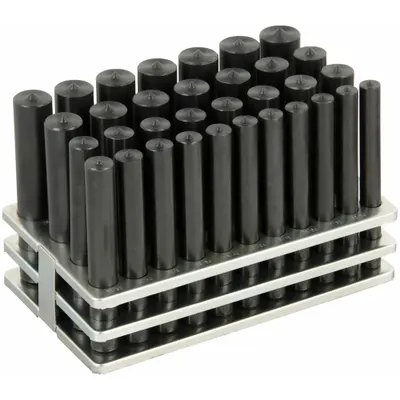 WESTWARD Transfer Punch Set: 33 Pieces, Plain Grip, Box, Metal Stand - Transfer Punch Sets