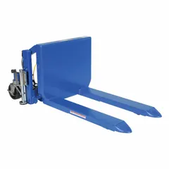 This powered-lift and manual-push container tilter from VESTIL has a 4,000 lb capacity and push-button lift control. It features standard forks measuring 38 inches in length and 26 inches in width, with a supported base. Typical applications include tilting heavy containers in manufacturing, warehousing, and recycling facilities to improve ergonomic access to contents.