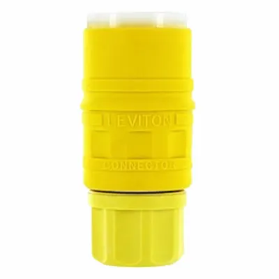 LEVITON Straight Blade Connector: 5-15R, 125V AC, 15 A, 2 Pole, 3 Wire, Yellow (MPN 79W47-C) - Watertight Connectors