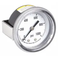 APPROVED VENDOR Panel-Mount Pressure Gauge: U-Clamp, 0 psi to 1,000 psi, 2 in Dial, 1/4 in NPT Male