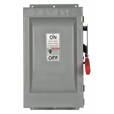 Siemens Safety Switch: Non-Fusible, 60 A, Three Phase, 600V AC, Galvanized Steel - Non-Fusible Safety Switches