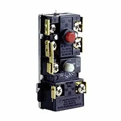 Electric water heater control with single throw configuration. Temperature range 120°F to 160°F. Rated 3,600 W at 120V AC and 7,200 W at 240V AC. Used to regulate water temperature in residential and commercial water heating systems.