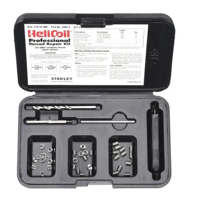 HELI-COIL Thread Repair Kit: #10-32, Free-Running, Stainless Steel - Insert & Tool Kits