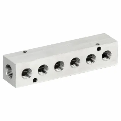 PNEUMADYNE Pipe Manifold Fitting: Inline, NPT x NPT, Rectangle, Stainless Steel - Air & Fluid Block Manifolds