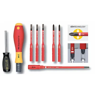 WIHA Torque Screwdriver Set: 3 mm/4 mm/5.5 mm Tip Size, 10 in-lb Min Torque - Insulated Adjustable Torque Bit Screwdriver Sets