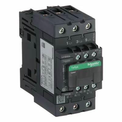 SCHNEIDER Magnetic Contactor: Non-Reversing, 3 Poles, 3NO Contacts, 50 A - Non-Reversing IEC Contactors