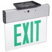 Edge-lit Exit Sign: 2 Faces, Green, Aluminum, Universal Field Selectable Chevrons, LED, Silver (MPN EDG 2 G M6)
