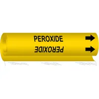 Pipe Marker: Peroxide, Yellow, Black, Fits 1 1/2 to 2 3/8 in Pipe O.D., 1 Pipe Markers, With Arrows (MPN 5737-I)