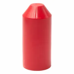Red heat shrink end caps with a 3:1 shrink ratio and UV light resistance. Inner diameter before shrinking is 0.55 in, length 1.77 in. Temperature range -55°C to 110°C. Used to seal and insulate cable or wire terminations in electrical installations.