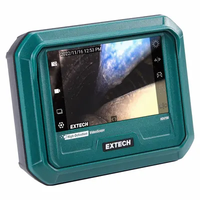 EXTECH Video Borescope Kit: 1280 x 720, 1 m Shaft Lg, 4.9 mm Shaft Dia, 4.9 mm Camera Dia - Dual View Borescopes