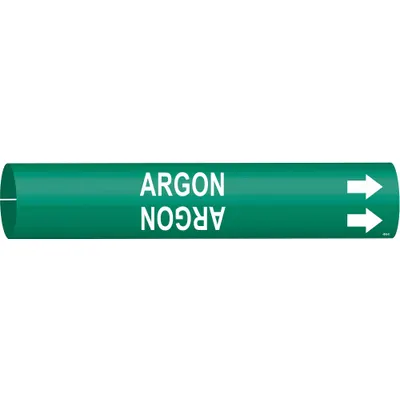 BRADY Pipe Marker: Argon, Green, White, Fits 4 to 6 in Pipe O.D., 1 Pipe Markers - Argon Snap-On Pipe Markers