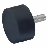 Cylindrical vibration-isolating mount with male x non-threaded style. Isolator body made of natural rubber. Used to reduce transmitted vibration from rotating or reciprocating industrial equipment such as pumps, compressors, and motors