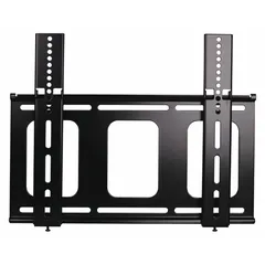 This wall-mounted tilting television mount accommodates screens from 27 to 42 inches and supports up to 100 lb. Constructed from steel with a black powder-coated finish, it includes mounting hardware for installation. The tilting feature allows adjustment of the viewing angle for flat-panel displays in residential or commercial settings.
