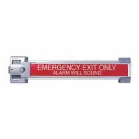 Aluminum rim push bar exit device with touchbar style and push-type outside trim. Suitable for doors up to 48 inches wide. ADA compliant. Finish is US28 satin aluminum