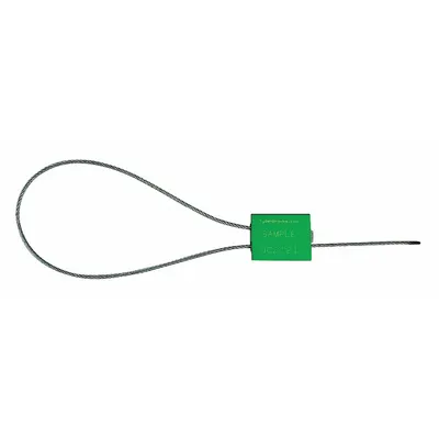 TYDENBROOKS Cable Seals: Green, Aluminum, 12 in Cable Lg, 1/16 in Cable Dia, Random - Adjustable-Length Cable Seals
