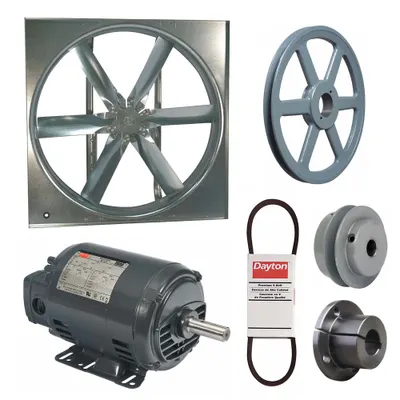 Dayton Belt-Drive Panel Supply Fan with Drive Package - Belt-Drive Panel Supply Fans with Drive Package