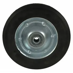 Accessory wheel for trailer-stabilizing jacks. Overall length 8 in, overall width 1 3/4 in. Provides mobility and ground support for industrial trailer applications during loading, unloading, or positioning.