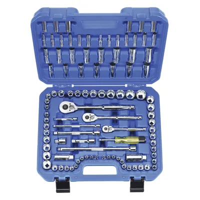 WESTWARD Socket Wrench Set: 1/4 in, 3/8 in, 1/2 in Drive, 99 Piece - SAE & Metric Socket Sets with Drive Tools