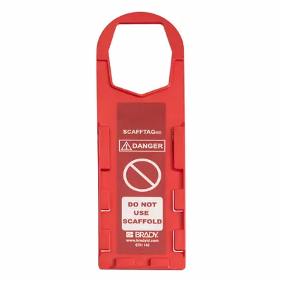 BRADY SCAF-STH146 Tag Holder: Danger, Red/White, Plastic, 10 Pack - Safety