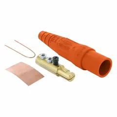 Male plug with double set screw termination rated 300 A and 600V AC/600V DC. Orange housing. For high-current industrial power distribution applications.