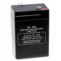 APPROVED VENDOR 47033 AGM Sealed Lead Acid Battery, 6V DC, 5 Ah, Dual Purpose