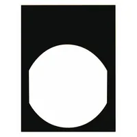 Rectangular non-metallic plastic legend plate for 22 mm panel mounting. Measures 1 3/16 in overall height by 1 5/8 in overall width. Features a black finish with English tab legend. Used to label push buttons in industrial control stations