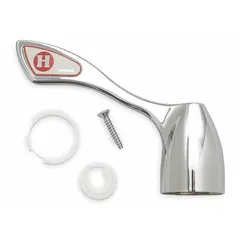 This cast metal handle is designed for Moen Commercial Series faucets. It features a wristblade operation for temperature control without gripping. The chrome finish resists corrosion in commercial environments. Suitable for hot water applications.