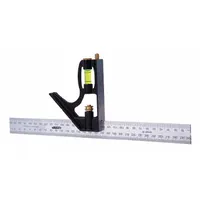 INSIZE Combination Square: Inch/Metric, Std, Square, Std Stainless Steel, 4 in x 4 in, Brushed, Zinc (MPN 2276-300)