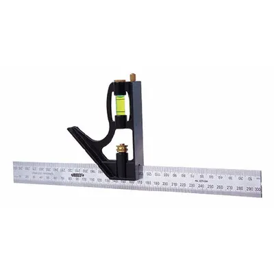 INSIZE Combination Square: Inch/Metric, Std, Square, Std Stainless Steel, 4 in x 4 in - Combination Squares