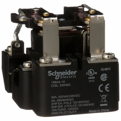 SCHNEIDER Open Power Relay: Surface Mounted, 40 A Current Rating, 240V AC, DPDT - Surface-Mounted Relays