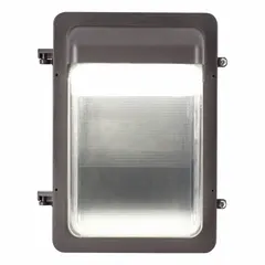LED full-size wall pack with selectable lumen output (2,800 lm, 4,200 lm, or 5,600 lm) and color temperature (3000K, 4000K, or 5000K) at 40 W. Bronze finish, operates on 120 to 347V AC. Suitable for outdoor area lighting such as building perimeters, parking lots, and walkways.