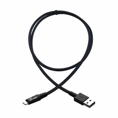 EATON TRIPP LITE Usb Cable: Type A End 1, Lightning End 2, Black/Gray, 1 ft Lg - Reinforced USB & Lightning Cables