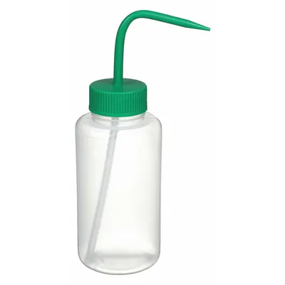 DYNALON Wash Bottle: 500 mL, No Imprinting, Green, Wide, Std Spout Spout, Colorless - Wide Mouthed Standard Spout Wash Bottles