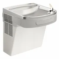 ELKAY Drinking Fountain: On-Wall, 19 13/16 in Ht, Front Push Button, Non-Refrigerated, Gray (MPN EZSDS)