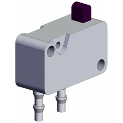 Basic plunger-actuated manual air control valve with bottom-ported body. Features 3 ports and 4 mm push-on connections for pneumatic switching in industrial machinery and assembly lines.