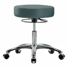 Vinyl Lab Stool, Height Range 18 1/4 in to 23 1/4 in, 17 in Seat Width, 17 in Seat Depth, Aluminum Base, 5 Casters