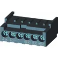 Control circuit terminal accessory designed for use with Siemens 3RA61 Direct On-Line Starters. Provides a connection point for control wiring in motor starter systems, enabling operation of industrial motor control circuits.