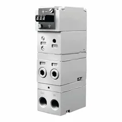 This electro-pneumatic transducer converts a 20 mA to 4 mA electrical input signal into a 3 psig to 15 psig pneumatic output. It is used in process control systems to interface electronic controllers with pneumatic actuators, valves, and positioners.