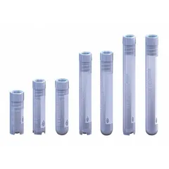 Cryogenic Vial, HDPE, 5 mL, Sterile, White, Round, Self-Standing, External Thread, with Closure