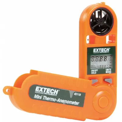 EXTECH Anemometer: 20 fpm Air Velocity Resolution, Rotating Vane, Air Velocity/Temp - Rotating Vane Air Velocity Meters