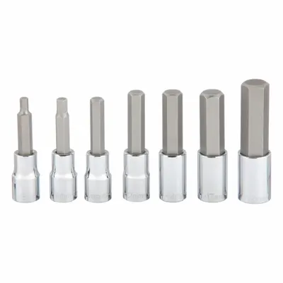 SK PROFESSIONAL TOOLS Socket Bit Set: 1 - 25 Pieces, 1/2 in Drive Size, 7 Pieces - Hex Bit Socket Sets