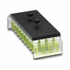 This clear plastic test tube rack is designed for benchtop use in laboratory settings. It accommodates up to (40) tubes, providing organized storage and easy sample visibility. Suitable for general lab storage and transport of tubes during experiments.