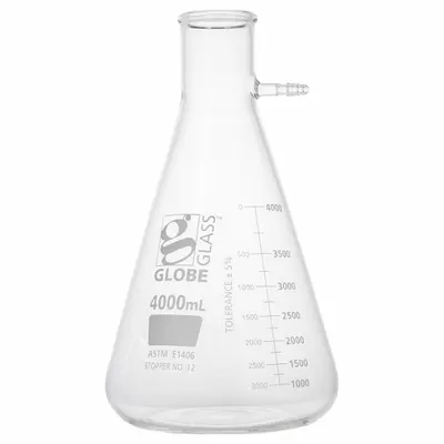 GLOBE SCIENTIFIC Filtering Flask: 4 L, Colorless, Round, A - Glass Filtering Flasks