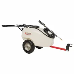 This ATV and UTV trailer sprayer features a 20-gallon tank and delivers a maximum pressure of 60 psi. Designed for garden and agricultural use, it is suitable for spraying fertilizers, herbicides, and pesticides on lawns, pastures, and crops.
