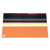 This 14-piece plastic shim stock assortment includes yellow, ungraded polyester/PVC shims, each 20 inches long and 5 inches wide. Width and length tolerances are +/-0.0625 inches, with a thickness tolerance of +/-5%. Used for precision gap filling, alignment, and spacing in industrial machinery and equipment where non-conductive, corrosion-resistant shimming is required