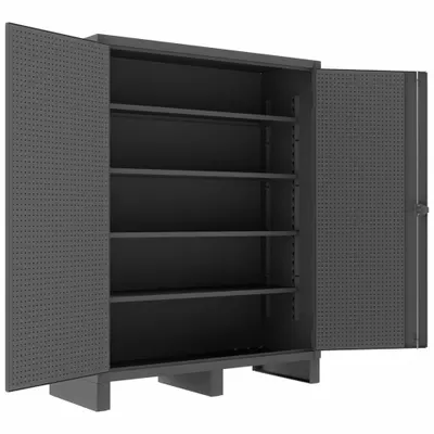 DURHAM MFG HDCP246078-PB32-4S95 Industrial Shelf Cabinet with Pegboard - Industrial Shelf Cabinets with Pegboards