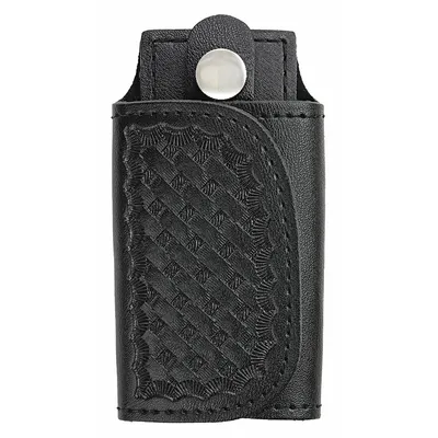 HEROS PRIDE Key Holder: Black, Leather, Basket Weave, 4 1/2 in x 65 mm - Key Holders & Pouches